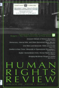 Human Rights Review: volume 1 number 3, April-June 2000.