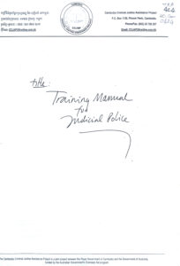 Training Manual for Judicial Police.