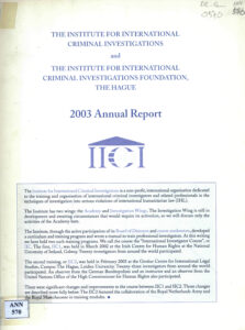 Annual Report 2003: The Institute for International Criminal Investigation and….