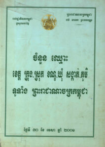 ចំនួនឈ្មោះខេត្ត ក្រុង ស្រុក ខណ្ឌ ឃុំ-សង្កាត់ ភូមិទូទាំងព្រះរាជាណាចក្រកម្ពុជា