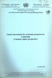 Land concession for economic purposes in Cambodia: A human rights perspective.