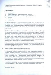 A Report of Recommendations for the Establishment of a Database for the Museum of Memory, Sleuk Rith Institute.