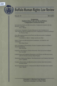 Buffalo Human Rights Law Review, Volume 19, 2012-2013.