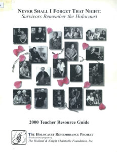 Never Shall I Forget That Night: Survivors Remember the Holocaust. 2000 Teacher Recourse Guide.