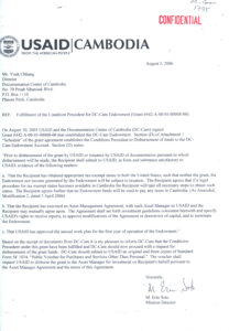 [Fulfillment of the Condition Precedent for DC-Cam Endowment (Grant #442-A-00-05-00008-00).