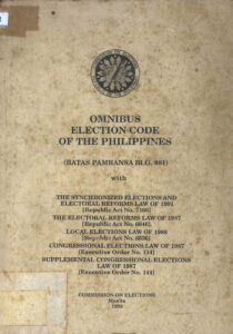 Omnibus election code of the Philippines (Batas Pambansa BLG. 881) with…
