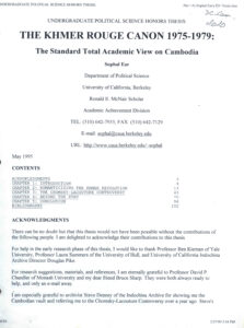 The Khmer Rouge Canon 1975-1979: The Standard Total Academic View on Cambodia.