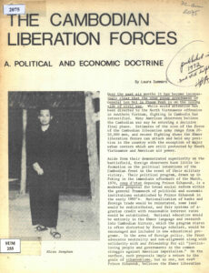 Indochina Chronicle: The Cambodian Liberation forces: A Political and Economic Doctrine. No. 17, July 1, 1972