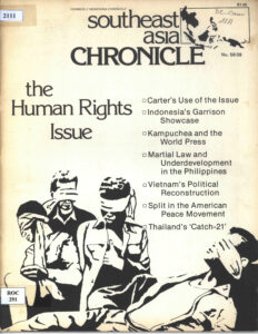 Southeast Asia Chronicle: The Human Rights Issue, No. 58-59, December, 1977