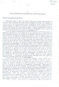 Guerre, frontisme, nationalism, et lutte des classes: Nature de la guerre selon Pol Pot.