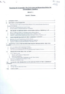 Repairing the Irreparable: The Civil Action and Reparations Before the Extraordinary Chambers.