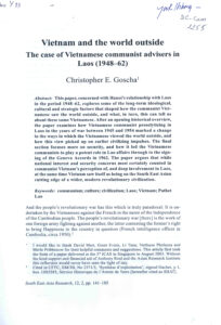Vietnam and the world outside: The Case of Vietnamese communist advisers in Loas (1948-62)