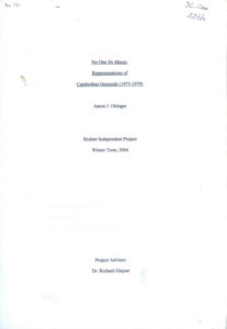 No One En Masse: Representations of Cambodia Genocide (1975-1979).