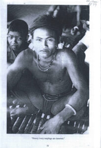 “Heavy ivory earplugs are inserted.” [Picture Album (Photocopy) of the Khmer Loeu]