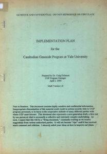 Implementation Plan for the Cambodian Genocide Program at Yale University.
