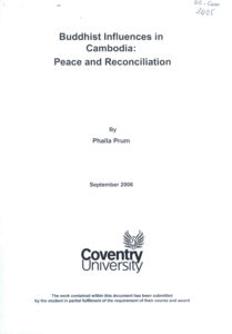 Buddhist Influences in Cambodia: Peace and Reconciliation.