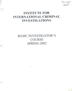 Basic Investigator’s Course Spring 2002.
