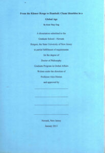 From the Khmer Rouge to Hambali: Cham Identities in a Global Age: A dissertation submitted to the Graduate School-Newark.