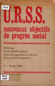U.R.S.S nouveaux objectifs de progrés social.