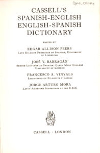 Cassell’s spanish-English, English-Spanish Dictionary.