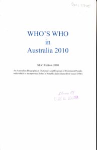 Who’s Who in Australia 2010.