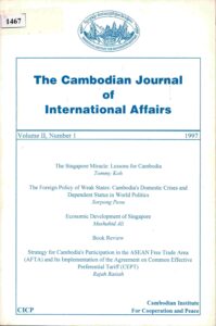 The Cambodian Journal of International Affairs. Vol. II No. 1, 1997.