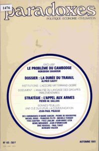 Paradoxes: Politique-Economic Civelisation: Le problém du Cambodge, Automne 1981 No.45.