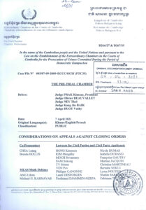In the name of the Cambodian people and the United Nations and pursuant to the Law on the Establishment of the Extraordinary Chambers in the Courts of Cambodia for the Prosecution of Crimes Committed During the Period of Democratic Kampuchea.