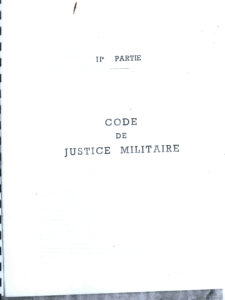 Code de Justice Militire, II Partie.