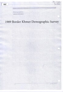 1989 Border Khmer Demographic Survey.